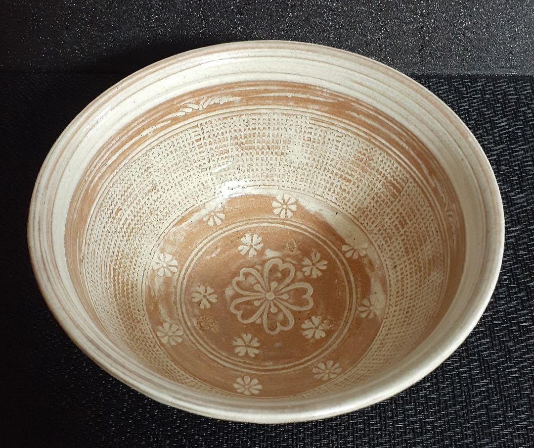 Amazon.co.jp: 伊藤利明作 三島茶碗 花三島茶碗 刷毛目茶碗 共箱